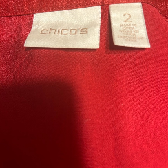 Chicos red jacket. Like new. Lightweight. Shiny red gorgeous. Spring-summer. - Picture 4 of 5